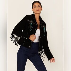 Scully Fringe & Bead Suede Jacket